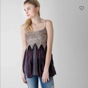 Buckle top, BKE.  Size xs, sequin, lace. Gold and purple.